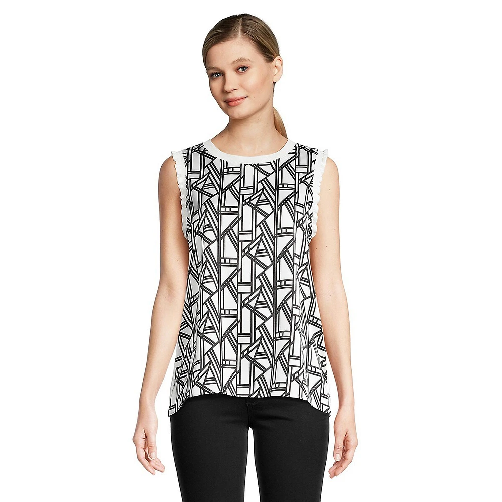 Sleeveless Geo-Print Top