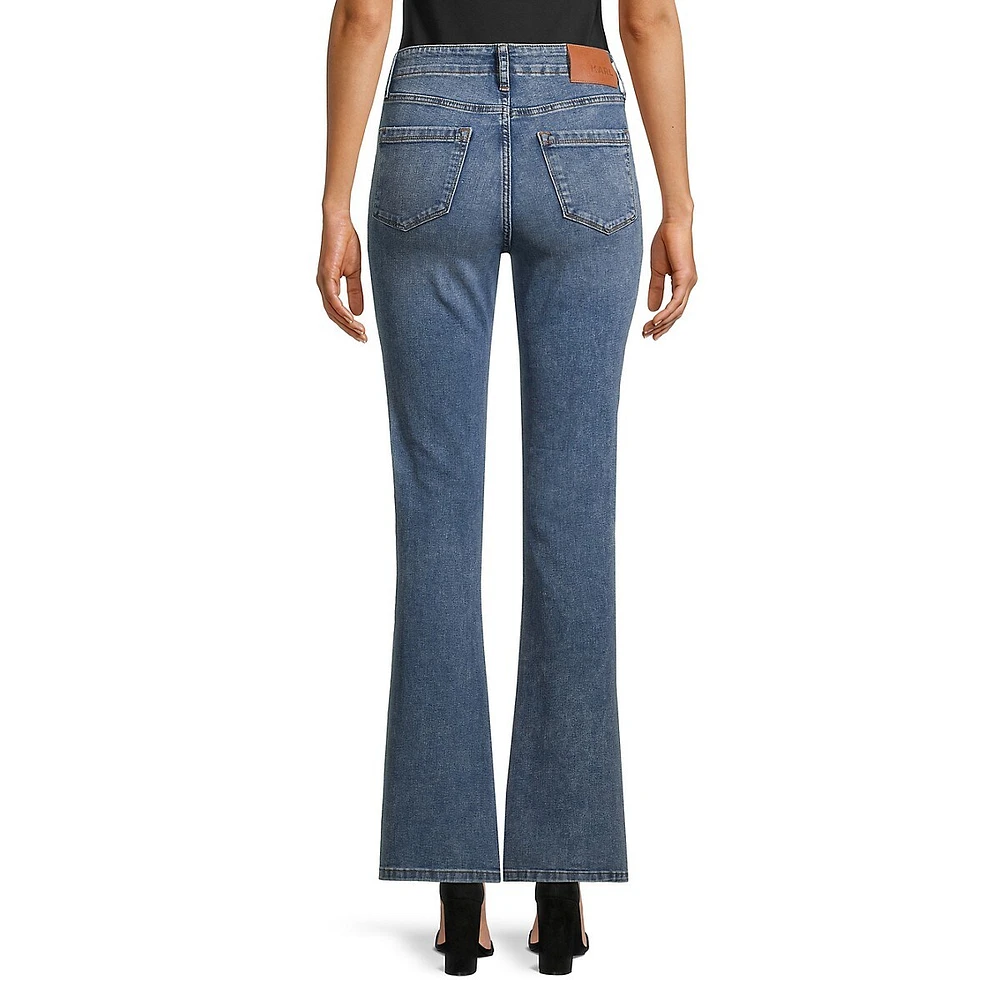 Button-Pocket Flare Jeans