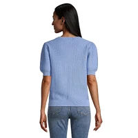 Honeycomb-Knit Short-Sleeve Sweater