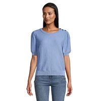 Honeycomb-Knit Short-Sleeve Sweater