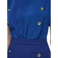 Button-Detail Scuba Crepe Mini Sheath Dress