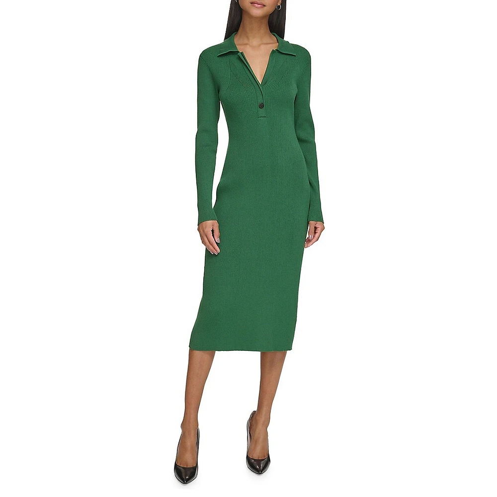 Collared Sweater Midi Dress