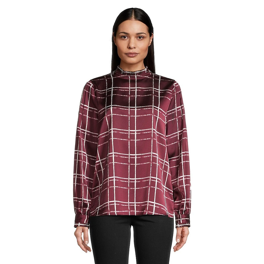 Karl Windowpane Check Blouse