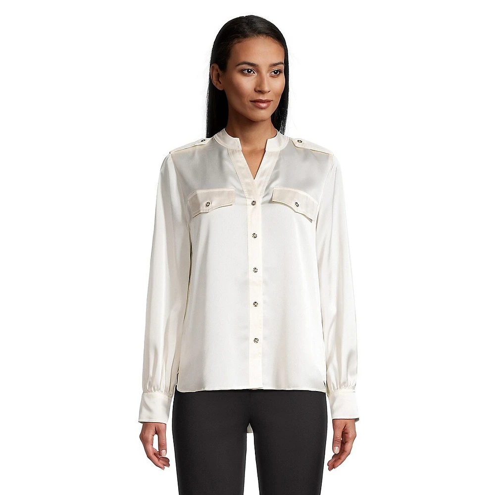 Splitneck Utility-Style Blouse