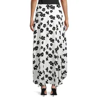 High-Low Floral-Print Midi Skirt