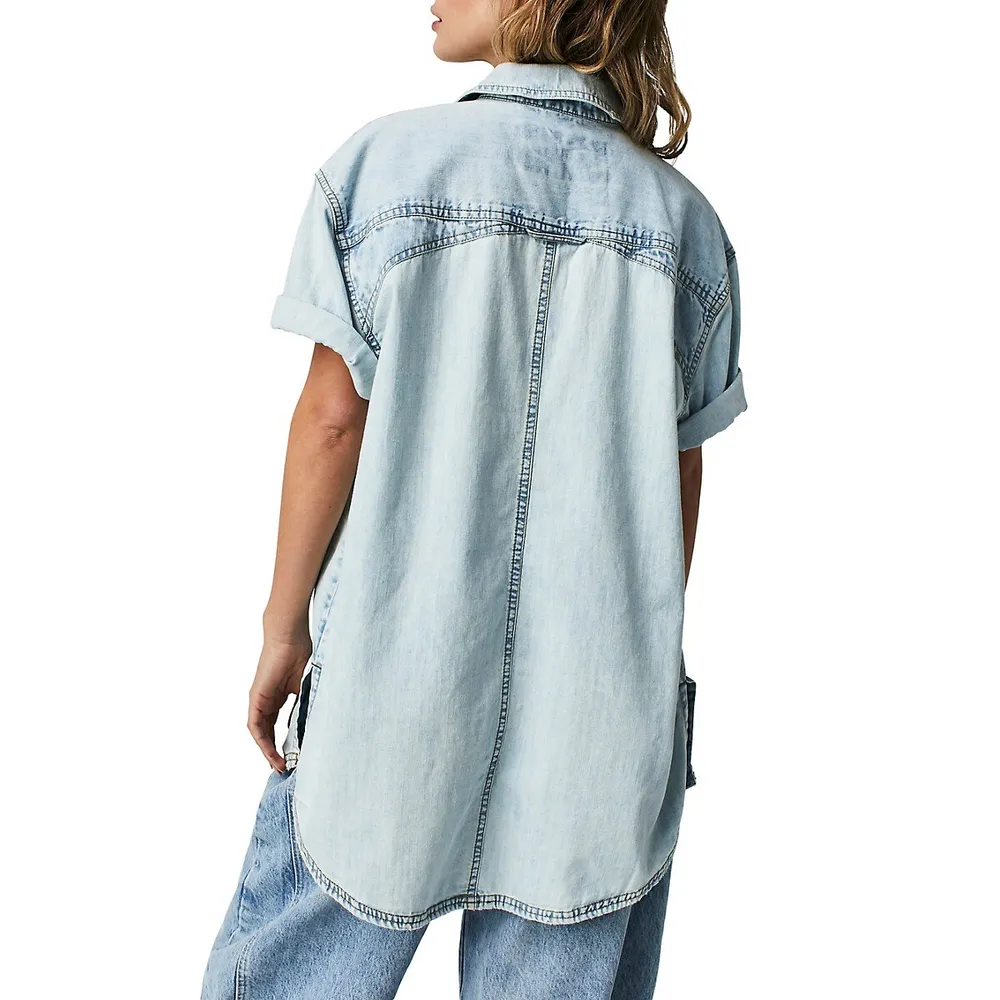 The Short Of It Short-Sleeve Denim Shirt