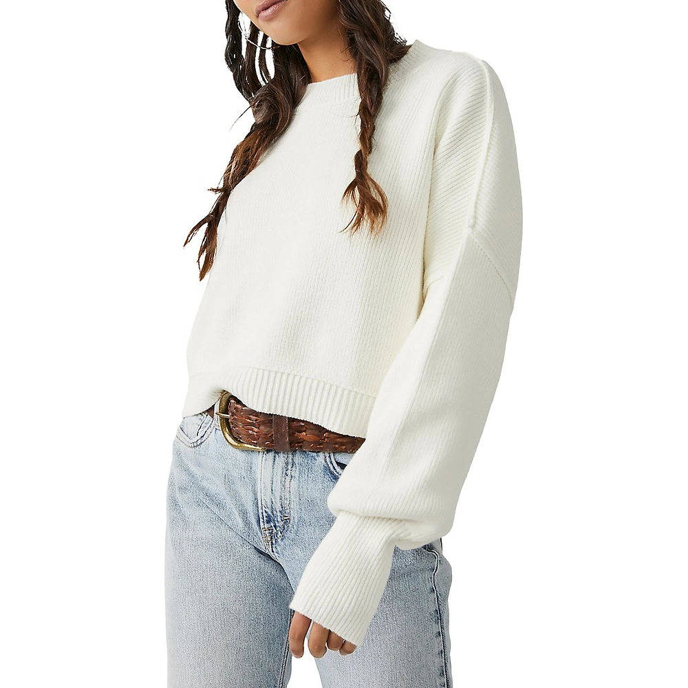 Easy Rib-Knit Cropped Sweater