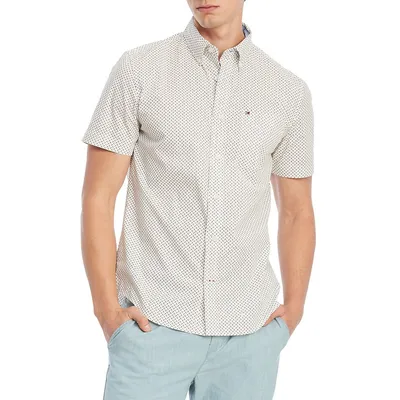 Anders Geo ShortSle-eve Poplin Shirt