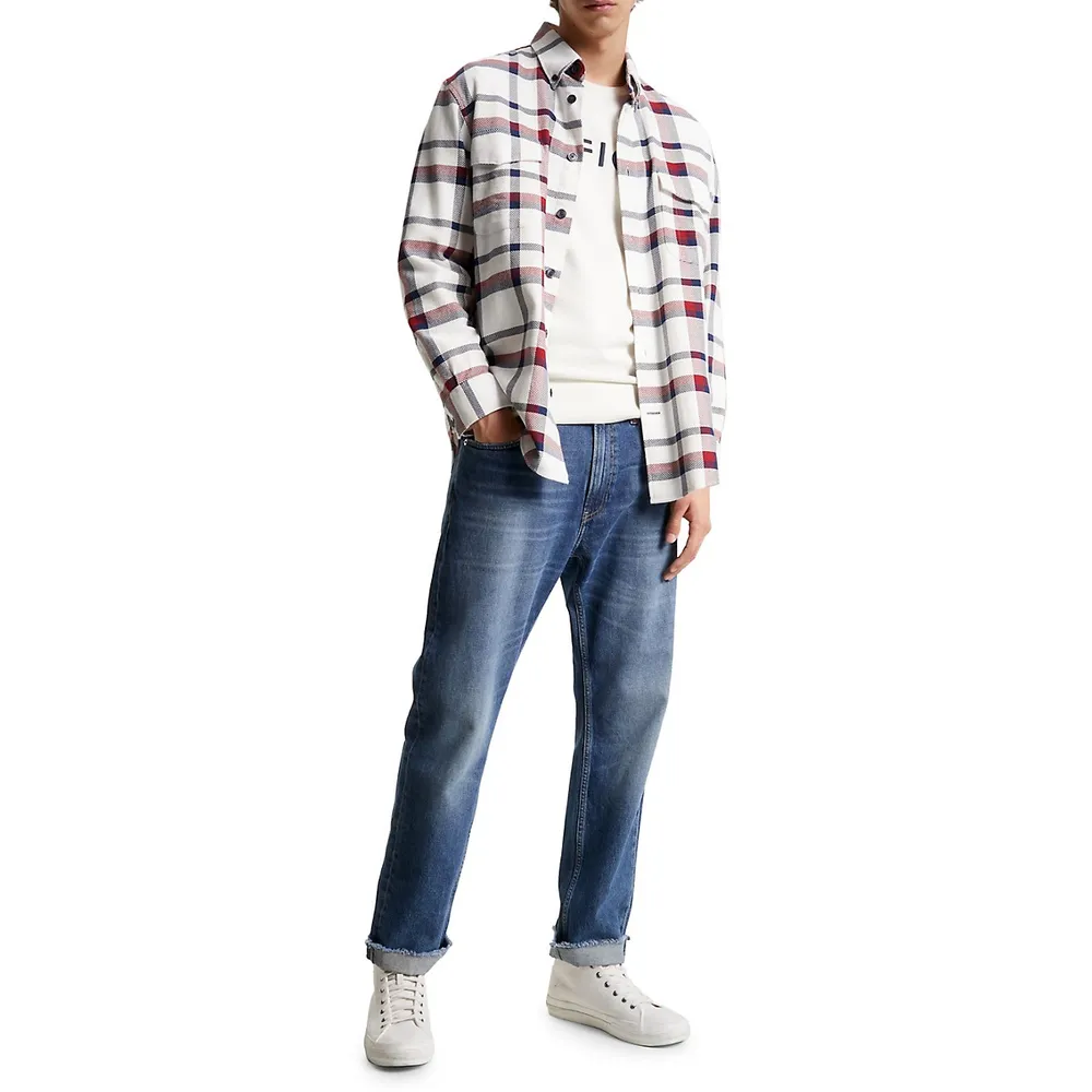 Relaxed-Fit Global Texture Plaid Overshirt
