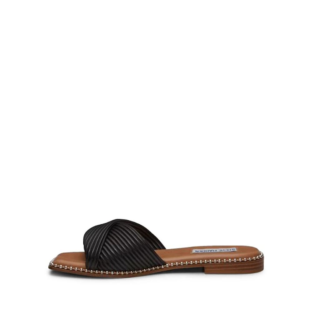 Women's Ravina Cross-Rib Studded Slide Sandals