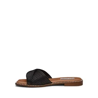 Ravina Cross-Rib Studded Slide Sandals