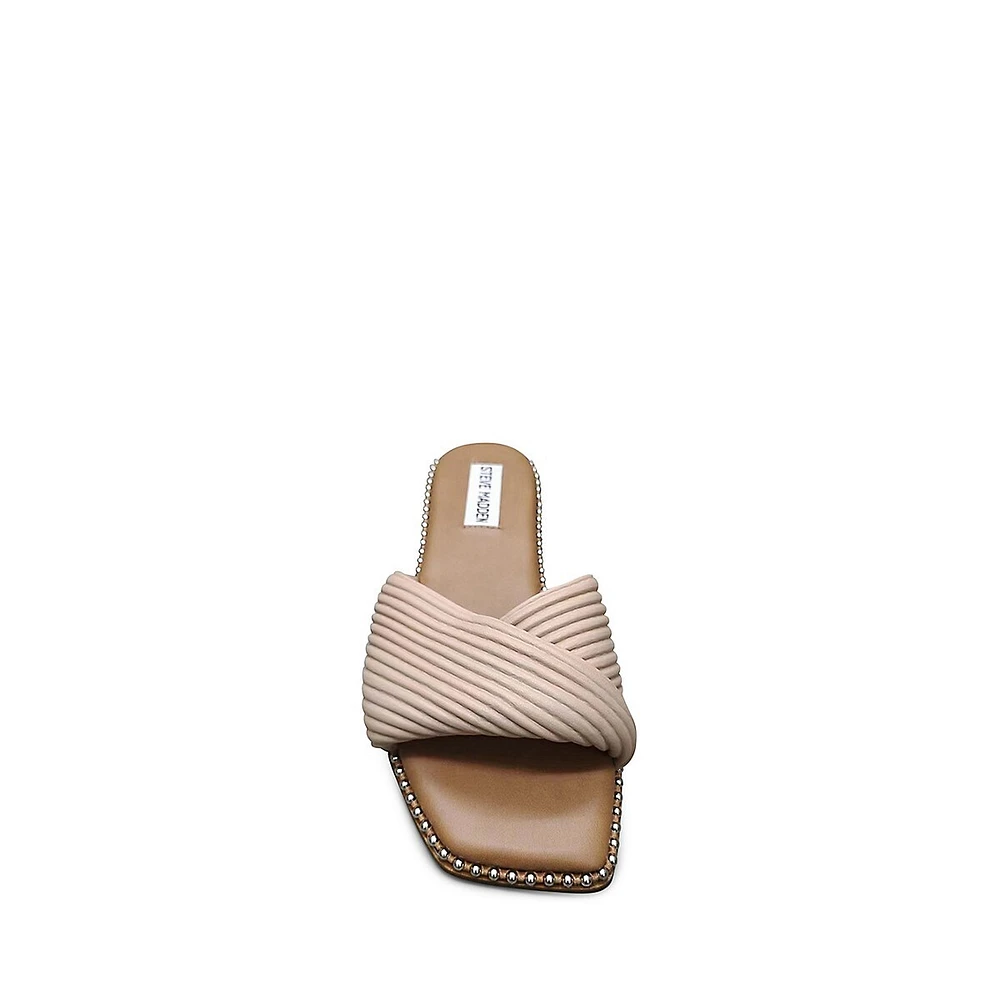 Women's Ravina Cross-Rib Studded Slide Sandals