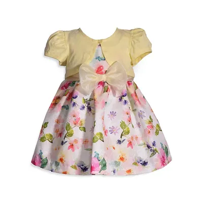 Ensemble cardigan, robe florale et culotte pour bébé fille, 3 pièces