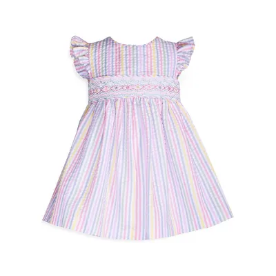 Baby Girl's Striped Seersucker Smocked Dress