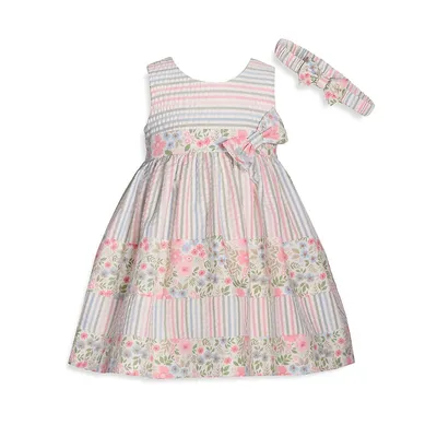 Baby Girl's Floral 3-Piece Dress, Headband & Bloomer Set