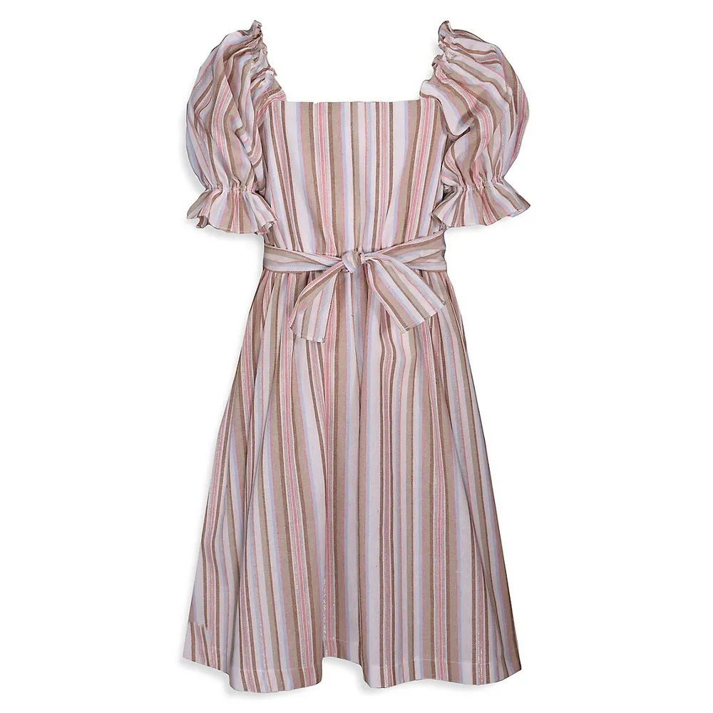 Girl's Button-Front Striped Dress