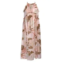Girl's Tropical-Print Chiffon Maxi Dress