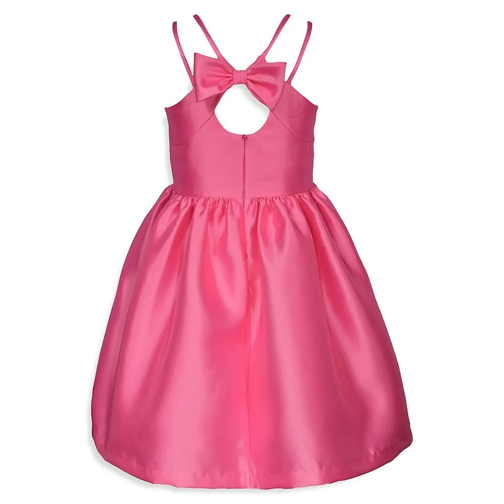 Little Girl's Barbie Double-Strap Satin Bow-Back Dress