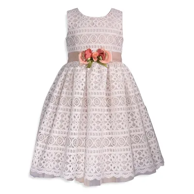 Girl's Floral Banded Lace Drindle Dress