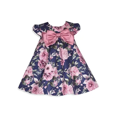 Baby Girl's Bow & Floral A-Line Dress