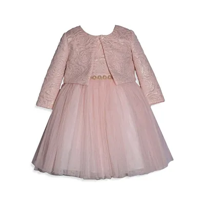 Baby Girl's 2-Piece Lace Tulle Dress & Cardigan Set