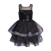 Girl's Sequined Ombré Illusion Dress