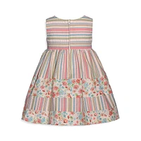 Baby Girl's 3-Piece Mixed-Print Dress, Bloomers & Headband Set