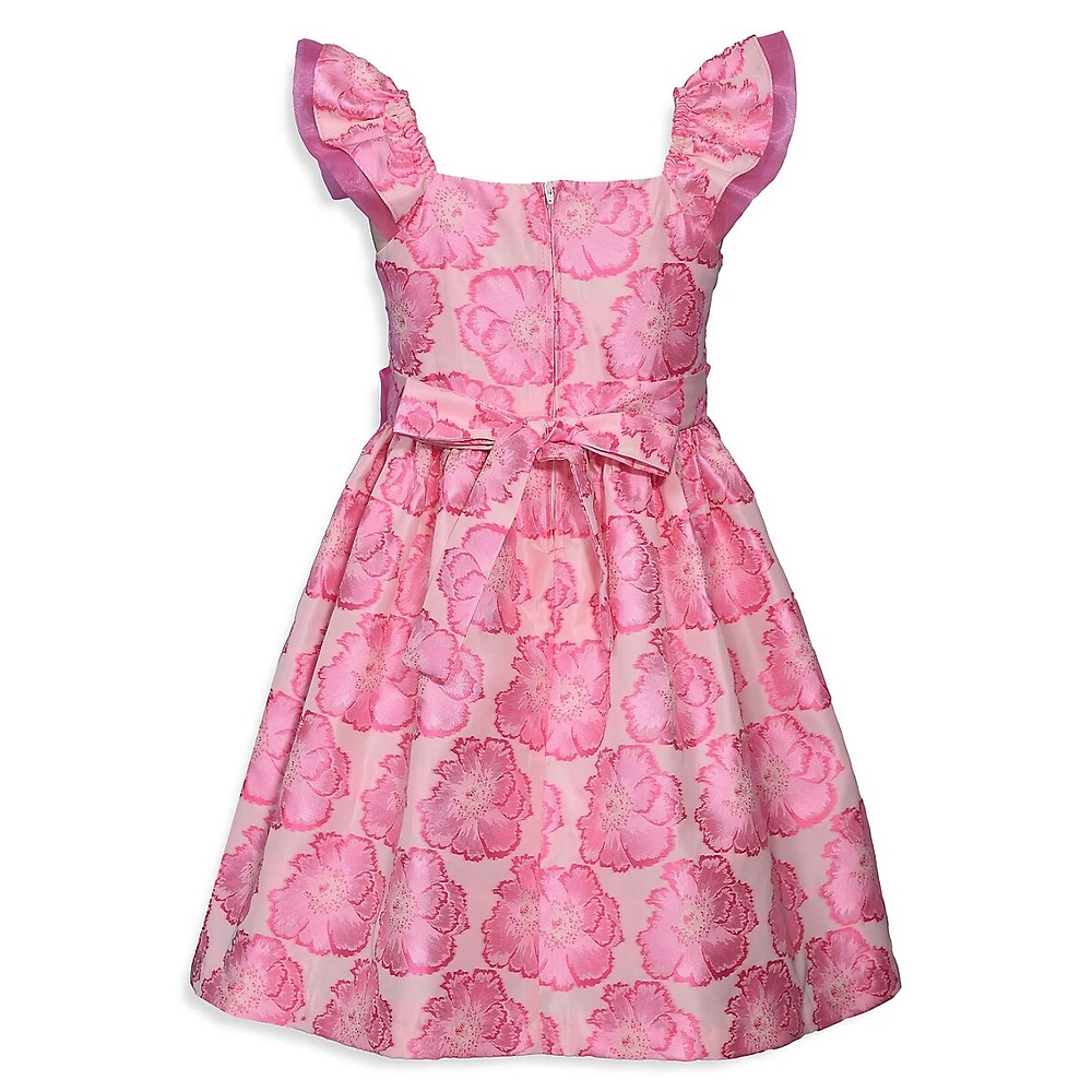 Robe de soirée fleurie en jacquard pour fillette