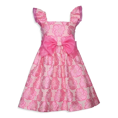 Little Girl's Floral Jacquard Party Dress