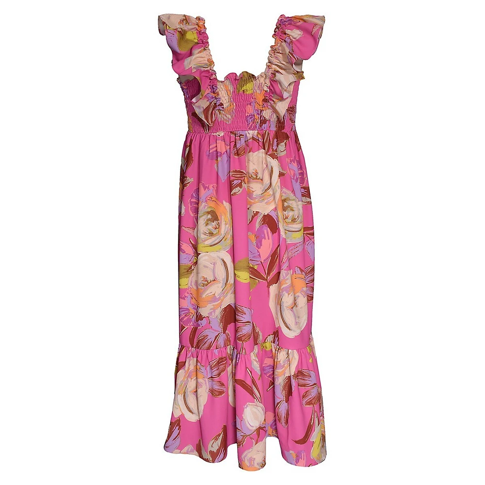 Girl's Smocked Floral Maxi Dress