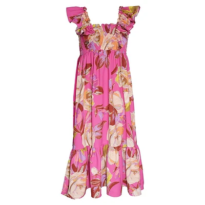 Girl's Smocked Floral Maxi Dress