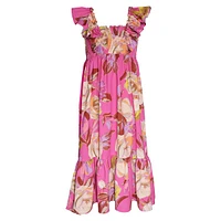 Girl's Smocked Floral Maxi Dress