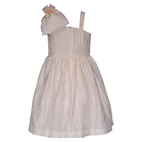 Girl's One-Shoulder Pleated Taffeta Dress