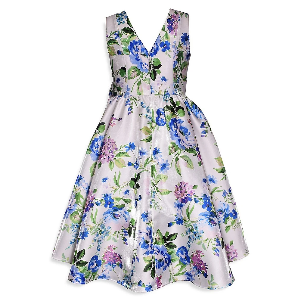 Girl's Mikado Floral High-Low Cascade Dress