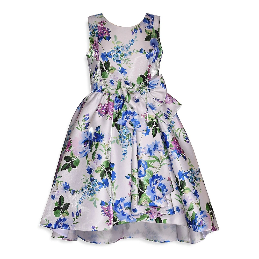 Girl's Mikado Floral High-Low Cascade Dress