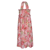 Girl's Floral Crepe Maxi Dress