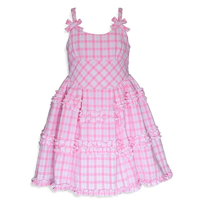 Little Girl's Ruffled Seersucker Check Dress