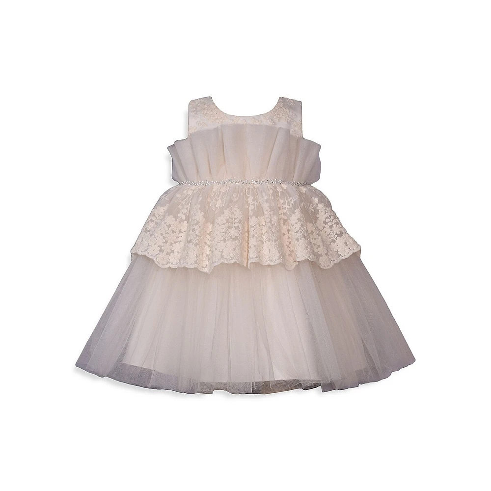 Baby Girl's Lace Mesh Peplum Dress & Bloomer Set