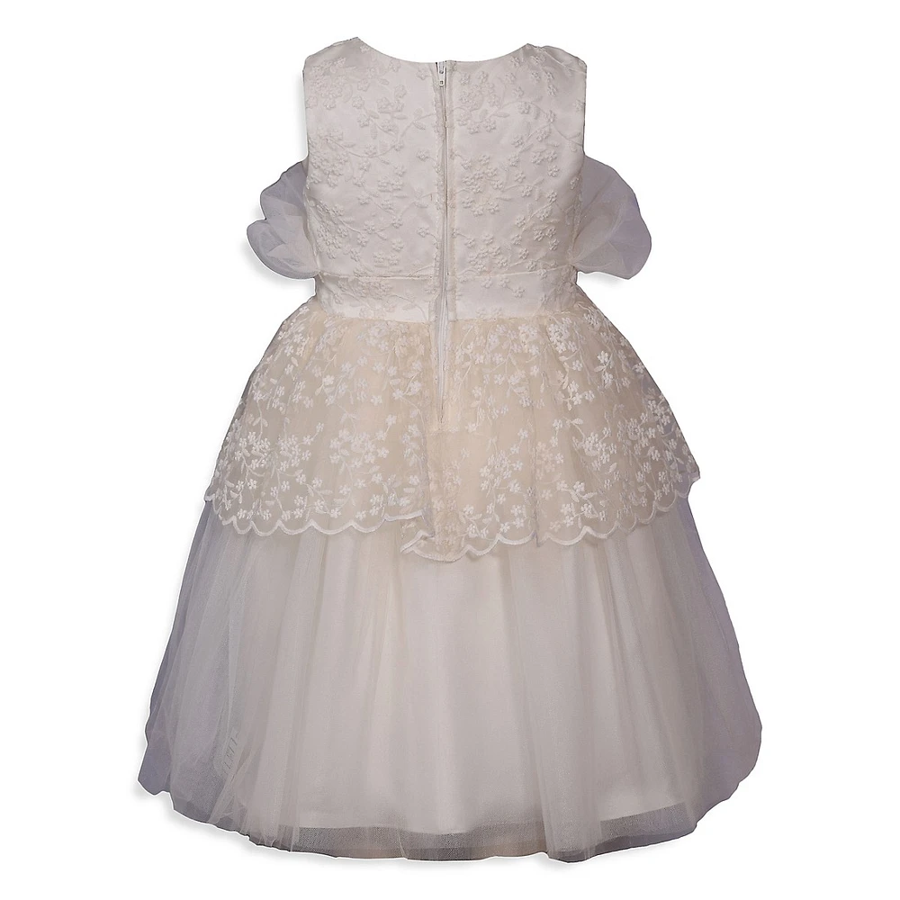 Little Girl's Lace Upruffle Peplum Occasion Dress