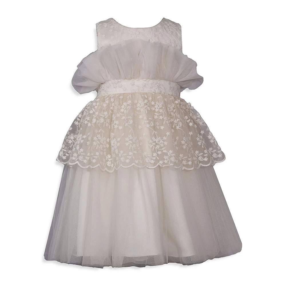 Little Girl's Lace Upruffle Peplum Occasion Dress