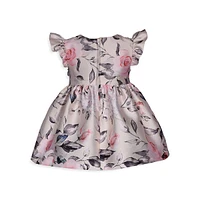 Baby Girl's Bow-Front Floral Mikado Dress