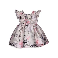 Baby Girl's Bow-Front Floral Mikado Dress