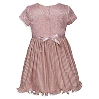 Little Girl's Lace & Foiled Pleated Wire-Hem Dress