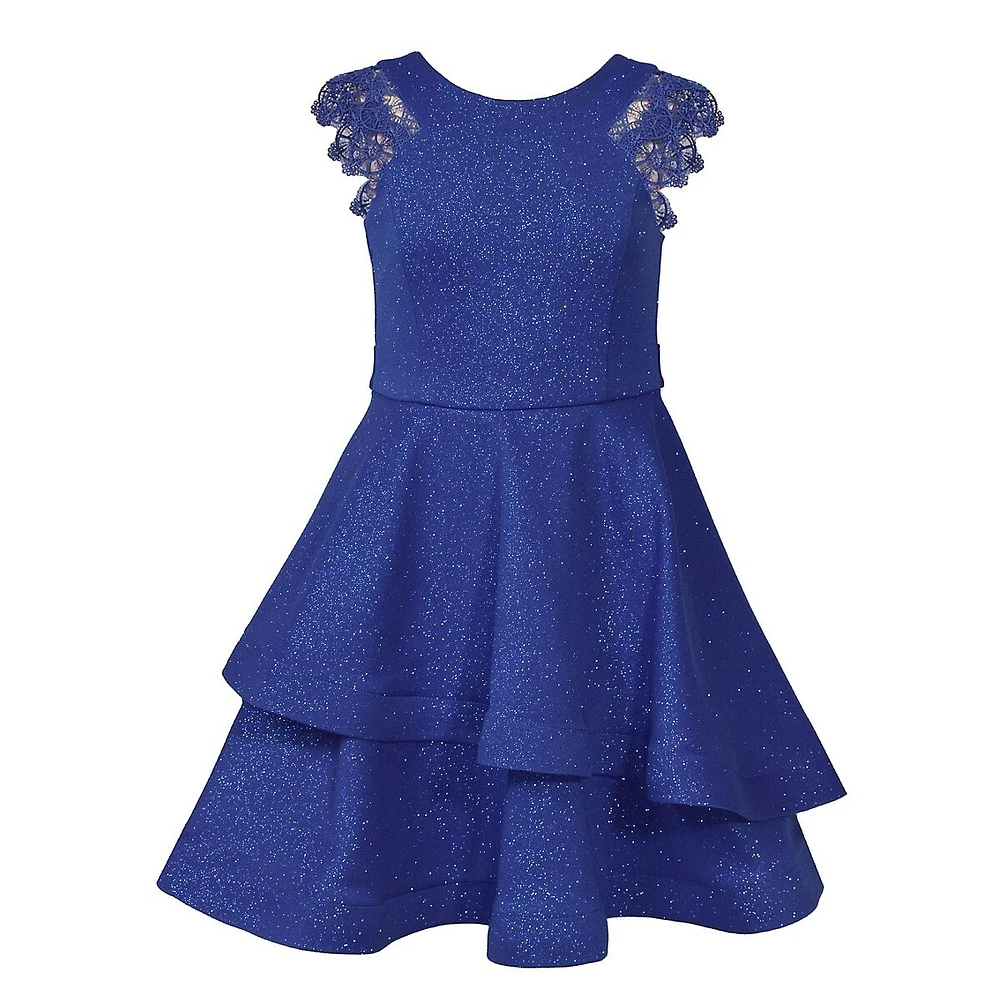 Girl's Sparkle Knit Tiered Dress