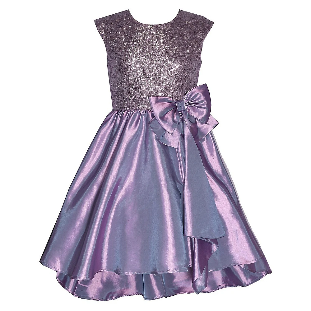 Girl's Sequin & Taffeta Party Dress