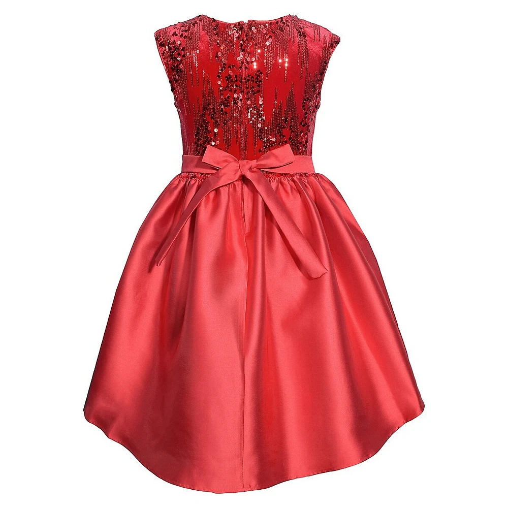 Girl's Sequin Velvet & Mikado Dress