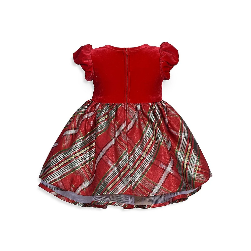 Baby Girl's 2-Piece Party Velvet & Taffeta Dress Bloomers Set