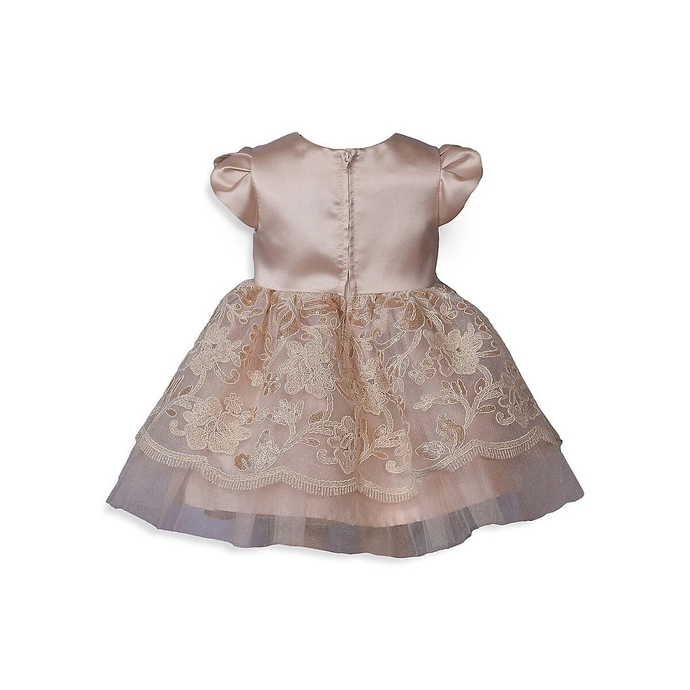 Baby Girl's 2-Piece Mikado & Lace Party Dress Bloomers Set