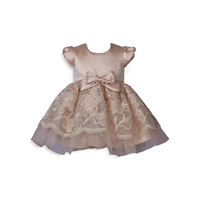 Ensemble 2 pièces robe de soirée et bloomer en mikado dentelle pour bébé fille