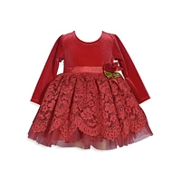 Baby Girl's 2-Piece Velvet & Lace Party Dress Bloomers Set